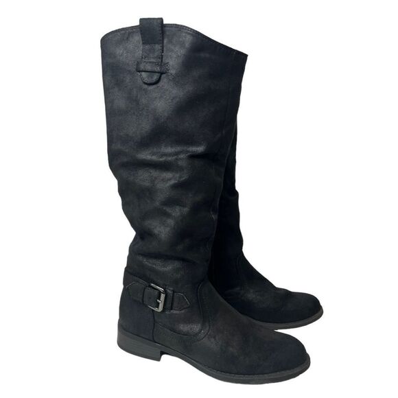 Mossimo Size 7.5 Distressed Slouchy Knee High Faux Leather Boots - Picture 1 of 11